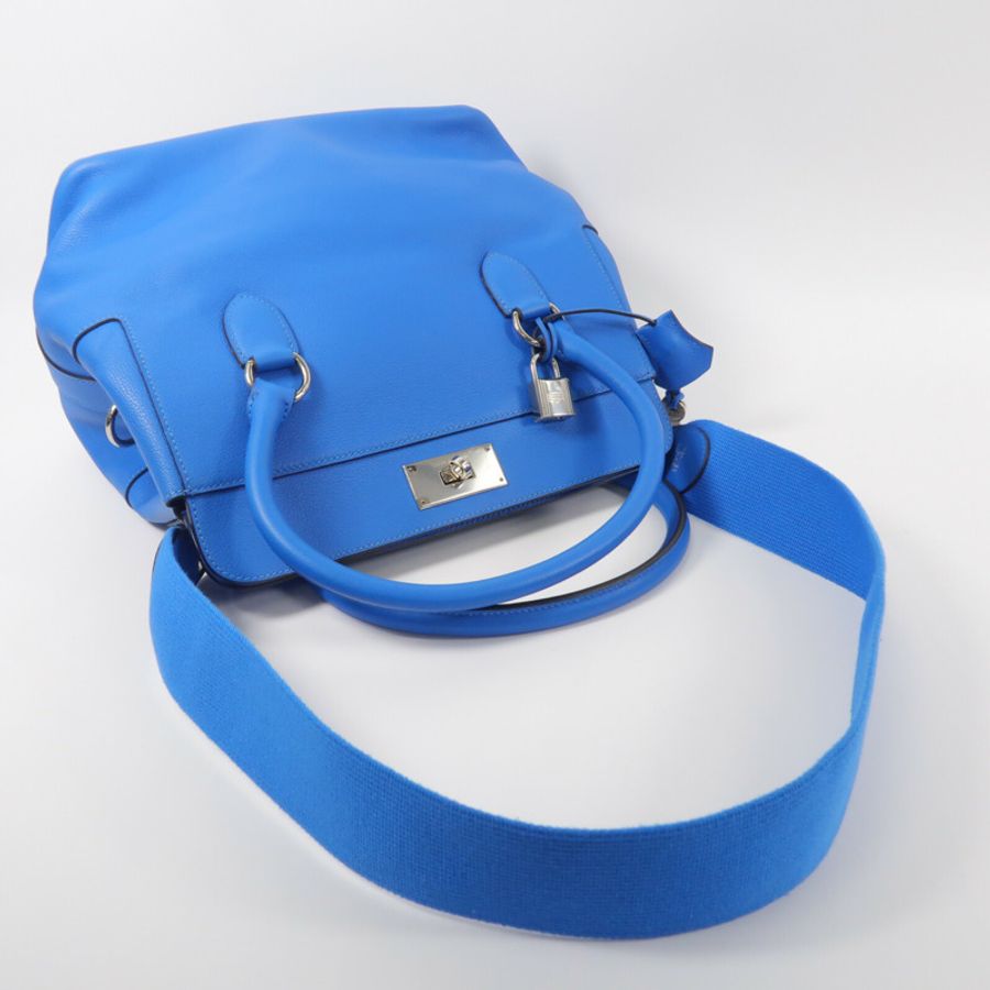 HERMES Evercolor皮革Toolbox 26手挽肩背兩用袋Blue Hydra-10