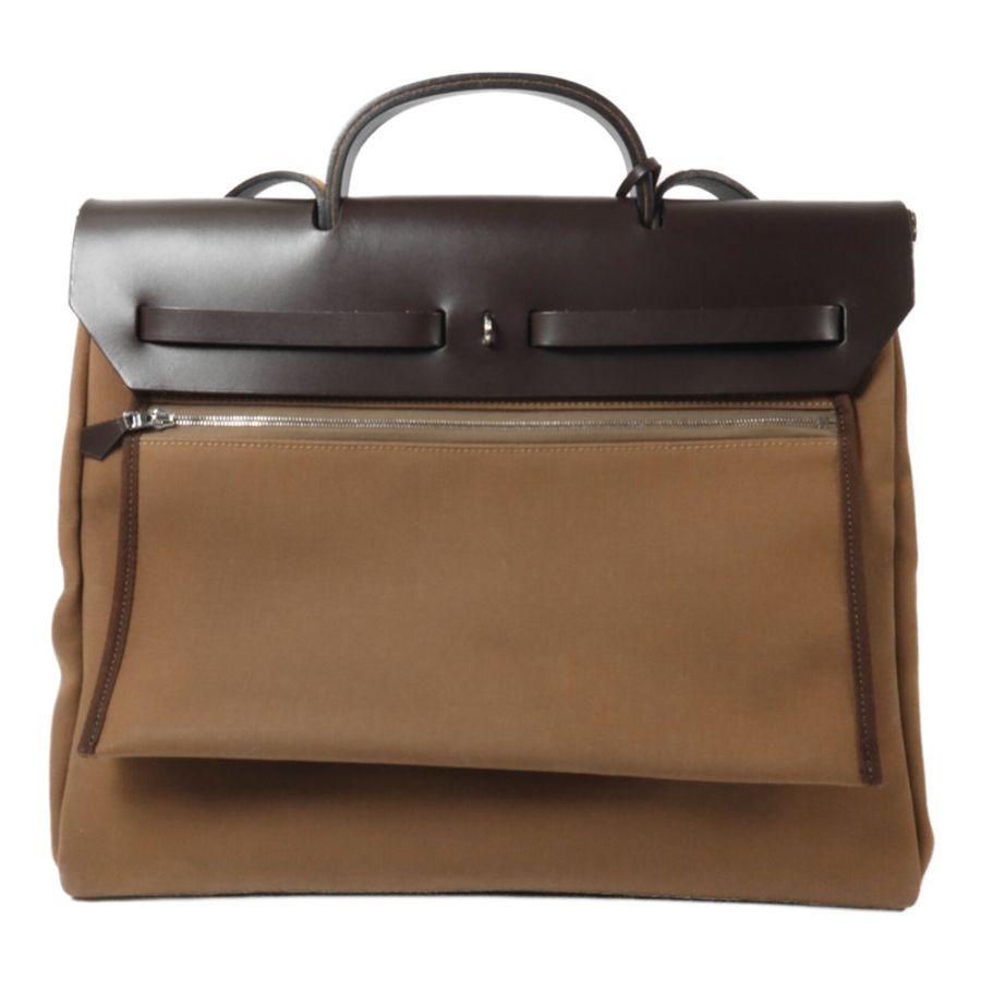 HERMES 帆布Herbag MM手挽肩背兩用袋Etoupe-1