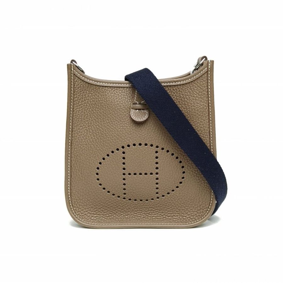 HERMES EvelyneMini16大象灰拼印度蓝TC皮U刻银扣肩背包-0