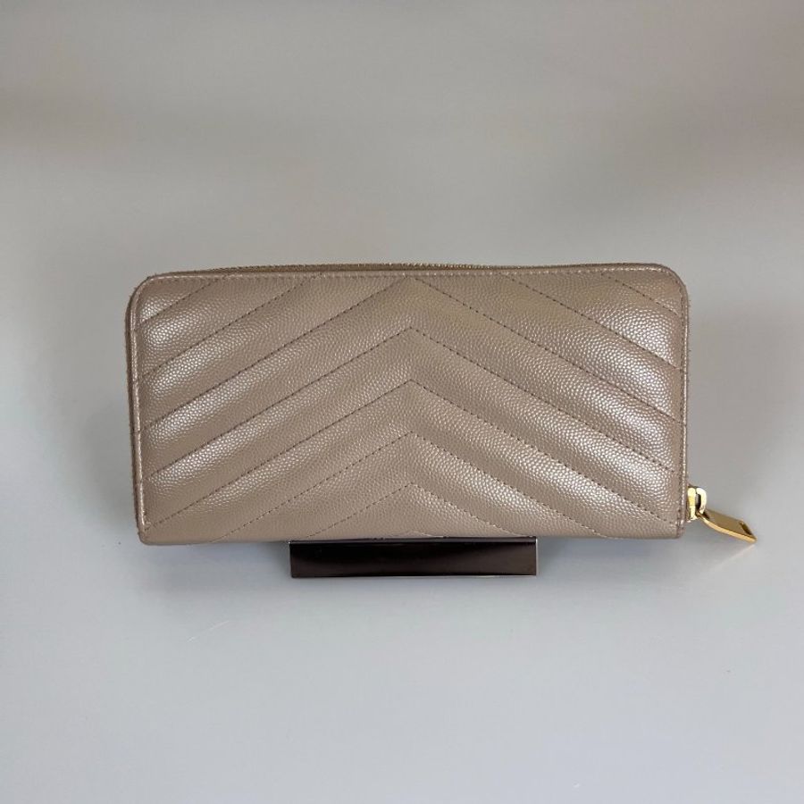 YSL 358092奶茶色魚子醬ㄇ拉長夾-1