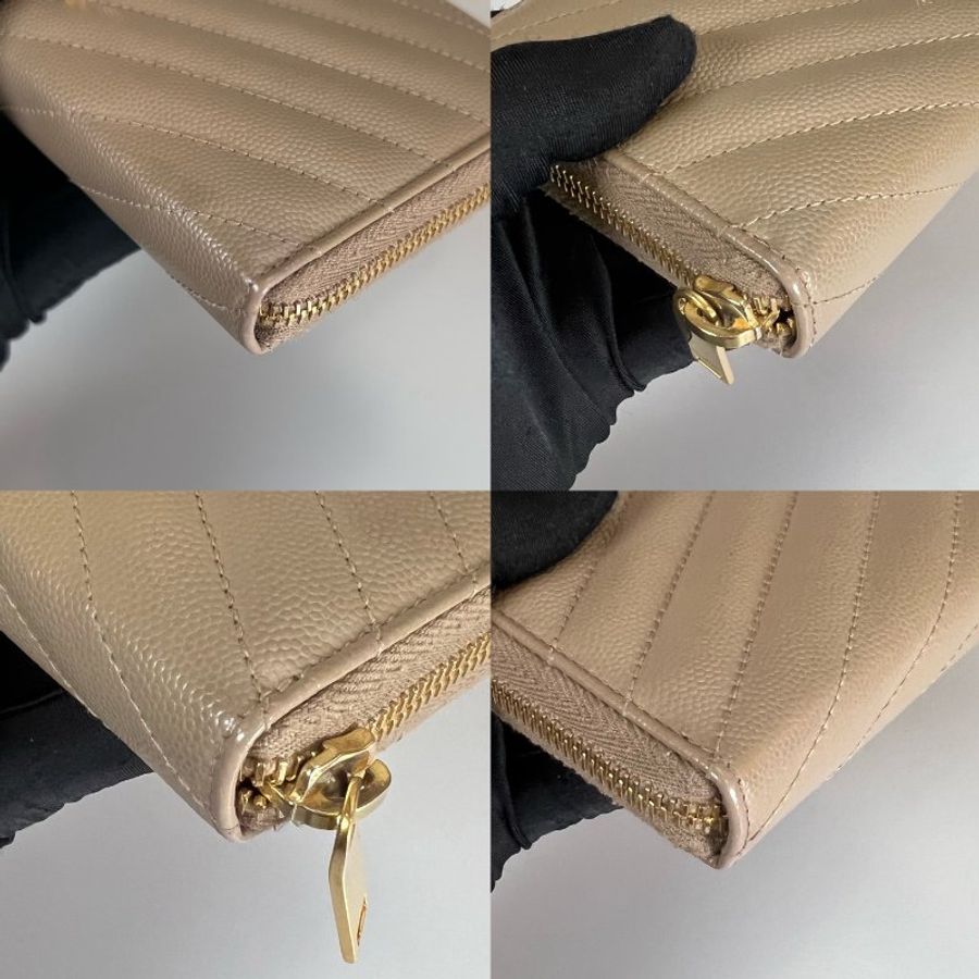 YSL 358092奶茶色魚子醬ㄇ拉長夾-8