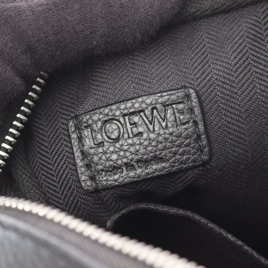 LOEWE 軍裝信差 XS 斜背單肩包 皮革 黑色 二手 男士-3