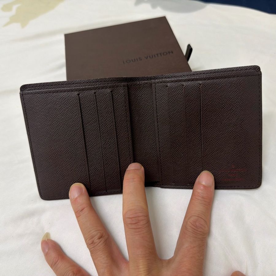 Louis Vuitton 咖啡棋盤格紋 雙折短夾 狀況好 挑戰最低價-1