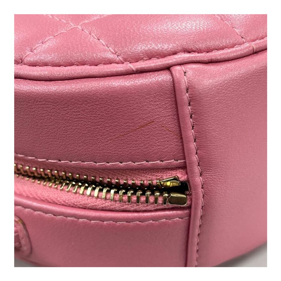 △ CHANEL 香奈兒 Pink Lambskin Gold Tone Metal Round No.30 Chain Crossbody Bag 粉紅色小羊皮金色金屬No.30鎖鏈斜揹袋 AP0277-267011047-11