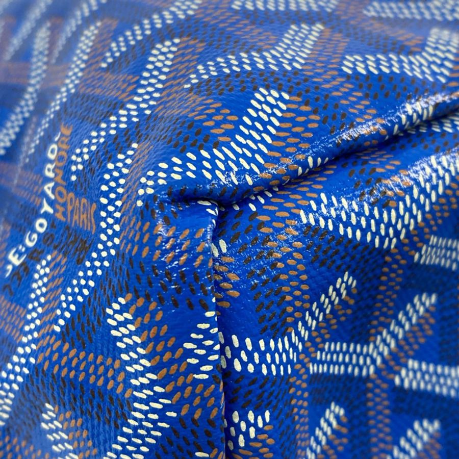 △ GOYARD 高雅德 Blue Coated Canvas Saint Louis PM Tote Bag 藍色塗層帆布托特袋-267011111-9