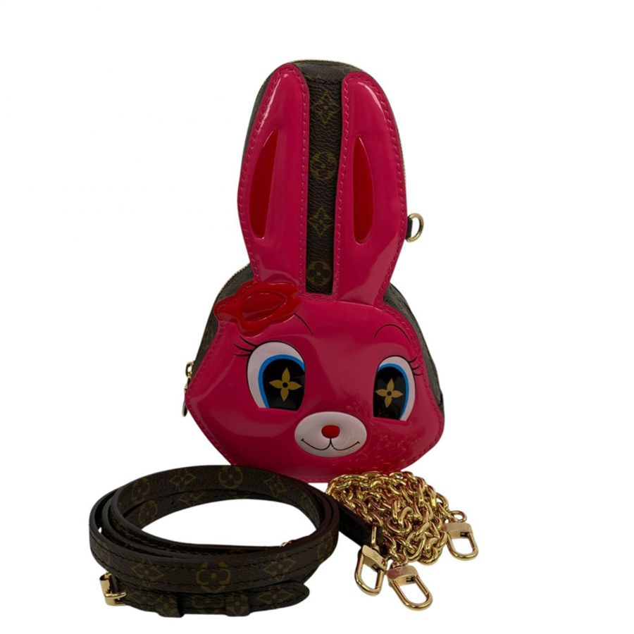 △ LOUIS VUITTON 路易·威登 Brown And Hot Pink Coated Canvas And Patent Leather Monogram Animogram Crossbody Bag 啡色和桃紅色塗層帆布和漆皮經典老花斜揹袋 M11452-267011270-0