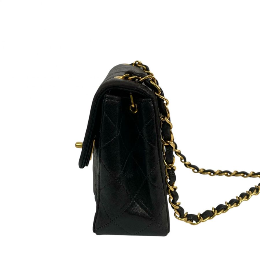 △ CHANEL 香奈兒 Black Lambskin 17CM Gold Tone Metal Vintage Single Flap No.2 Chain Shoulder Bag 黑色小羊皮17CM金色金屬No.2肩背包-267011338-3