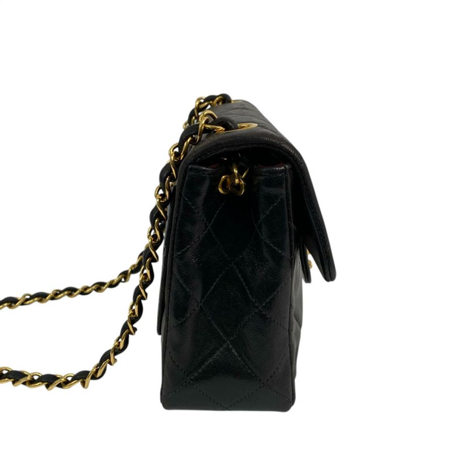 △ CHANEL 香奈兒 Black Lambskin 17CM Gold Tone Metal Vintage Single Flap No.2 Chain Shoulder Bag 黑色小羊皮17CM金色金屬No.2肩背包-267011338-4