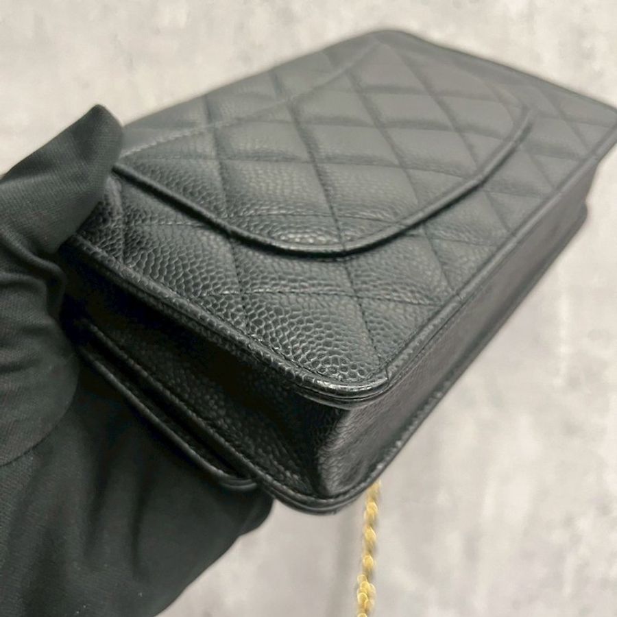 Chanel WOC 黑金荔枝牛 晶片款-12