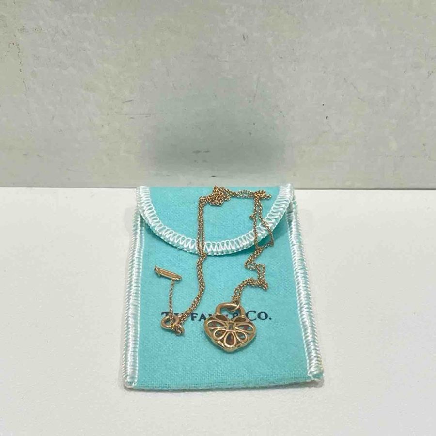 TIFFANY & CO K18WG FILIGREE HEART NECKLACE 41cm 3.6g-1