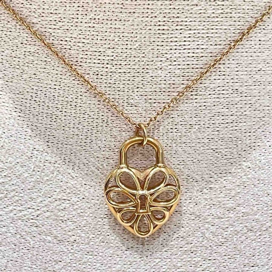 TIFFANY & CO K18WG FILIGREE HEART NECKLACE 41cm 3.6g-8