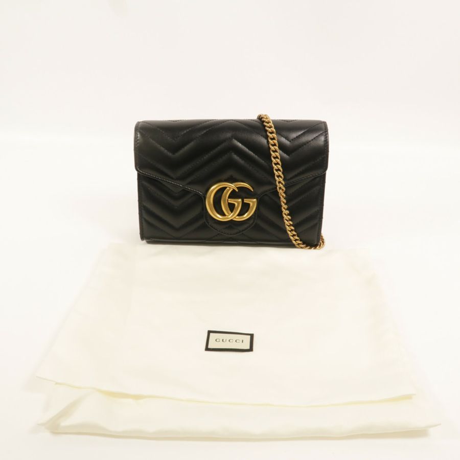 GUCCI 牛皮皮革GG Marmont鏈帶肩背袋-10