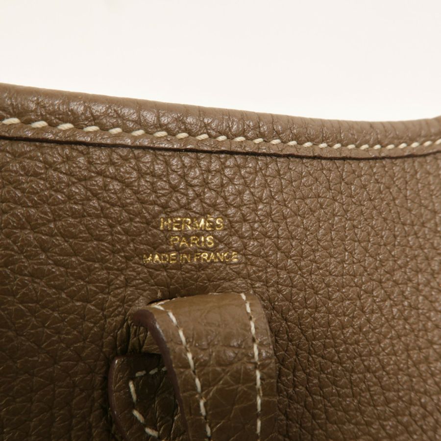 HERMES Clemence皮革Evelyne TPM肩背袋Etoupe-5