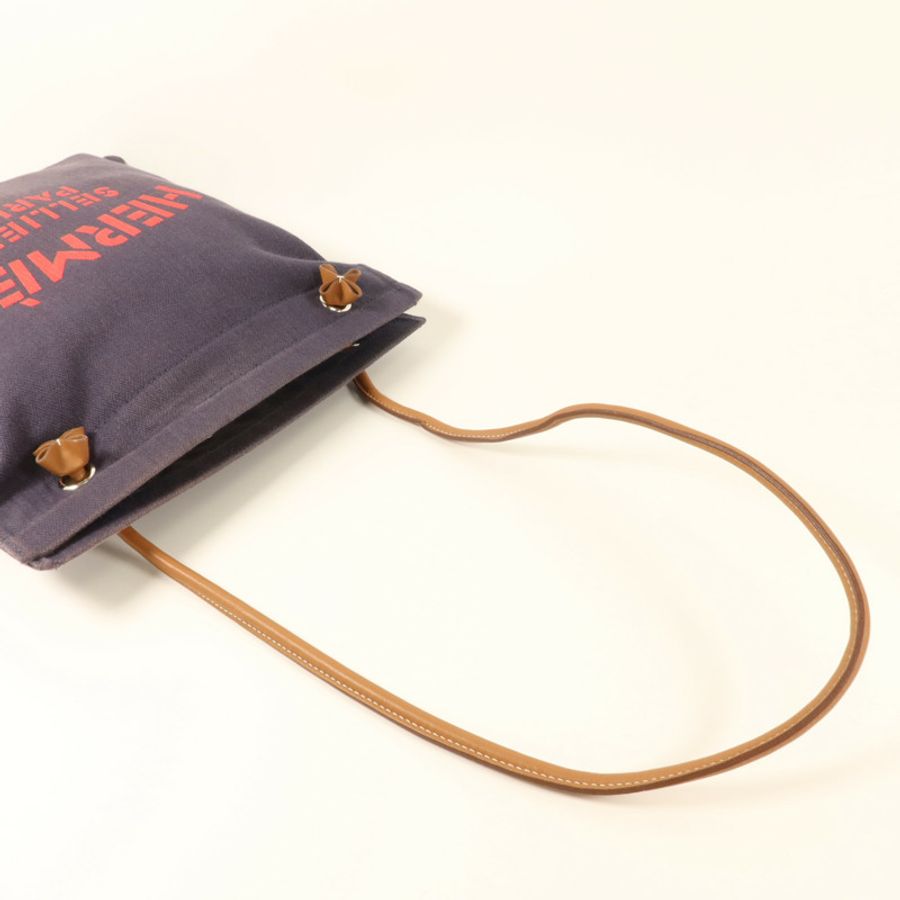 HERMES 帆布/牛皮皮革Aline PM手挽袋Bleu Indigo-7