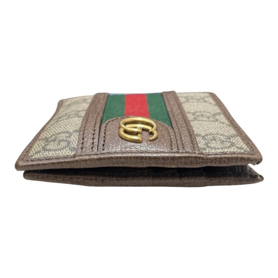 GUCCI 古馳 597606 雙折短夾 PVC帆布 老花 棕色 金釦-5