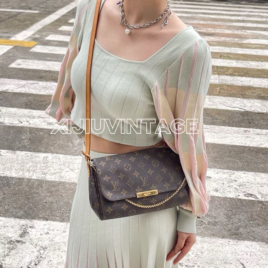 LV M40718 Favorite摯愛 中號經典Monogram老花手提 肩背 斜背包-16