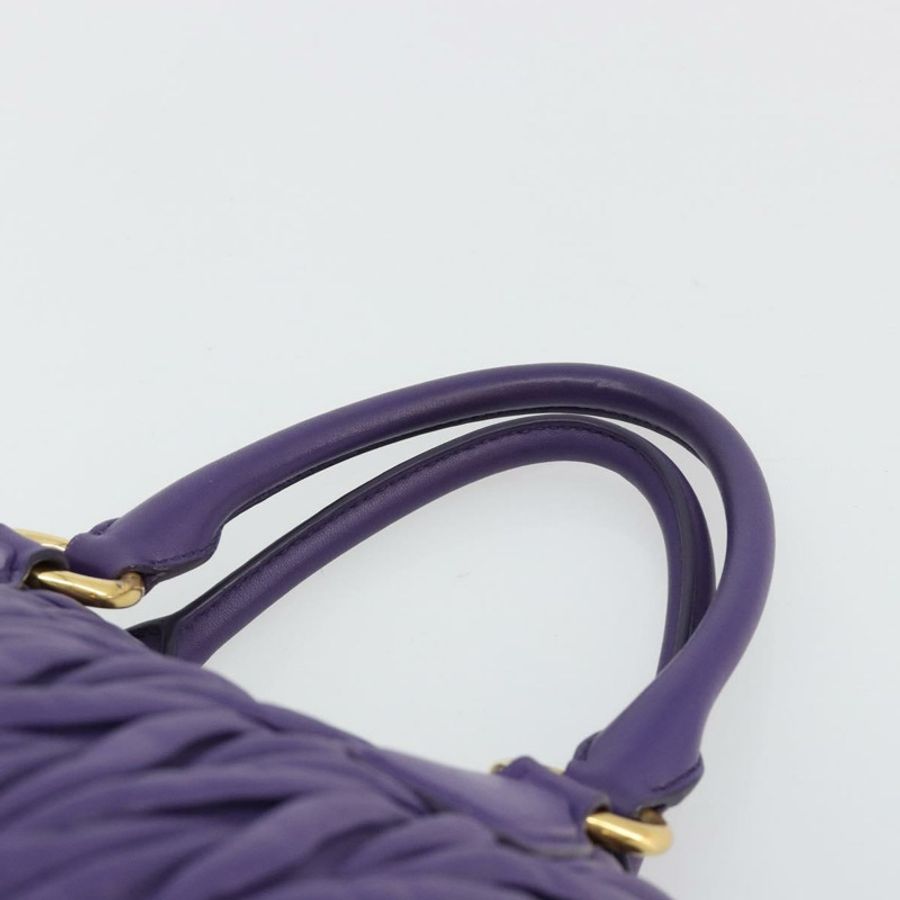 【日本直送】Miu Miu Matelasse 手提包 皮革 紫色 金 正品 183636V-7