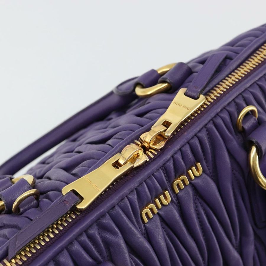 【日本直送】Miu Miu Matelasse 手提包 皮革 紫色 金 正品 183636V-9