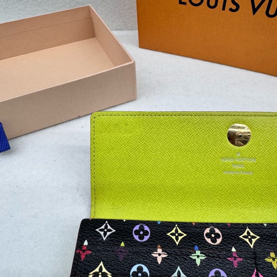 LV × TM 村上隆 黑三彩 Monogram Multicolor 長夾-6