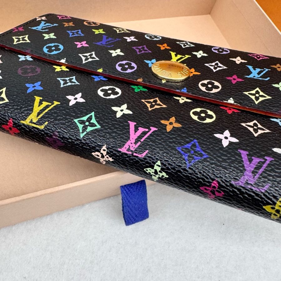 LV × TM 村上隆 黑三彩 Monogram Multicolor 長夾-15