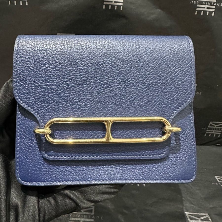 hermes愛馬仕 午夜藍金扣豬鼻子slim Z刻 12cm-2