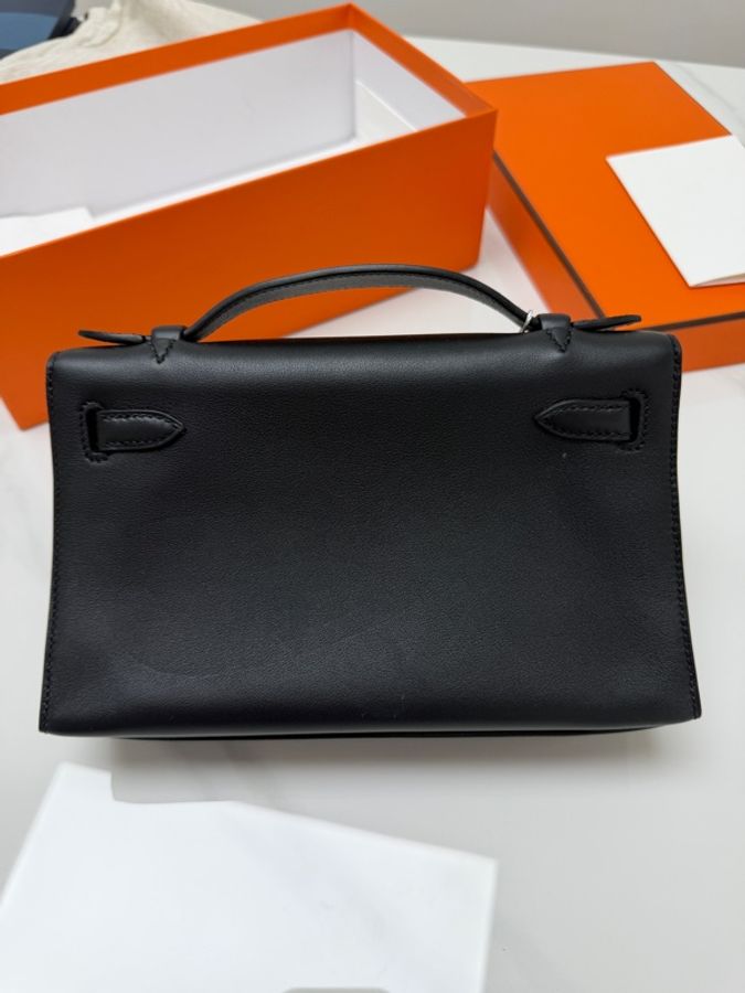 98新 未使用 Hermes Mini Kelly 一代 黑金 Swift皮 D刻-1