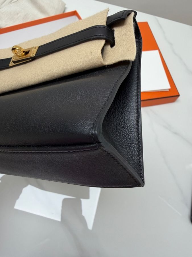 98新 未使用 Hermes Mini Kelly 一代 黑金 Swift皮 D刻-3