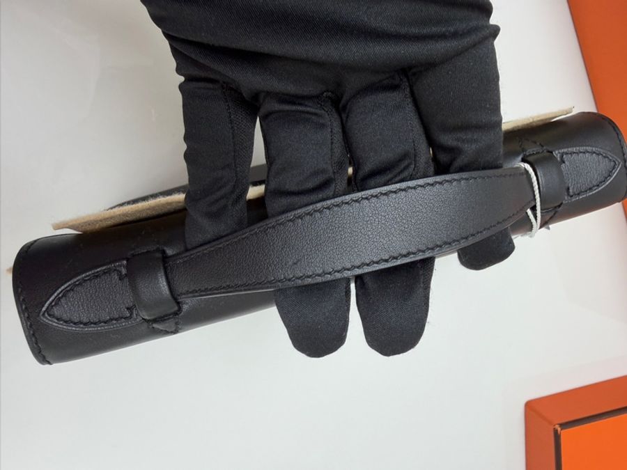 98新 未使用 Hermes Mini Kelly 一代 黑金 Swift皮 D刻-5