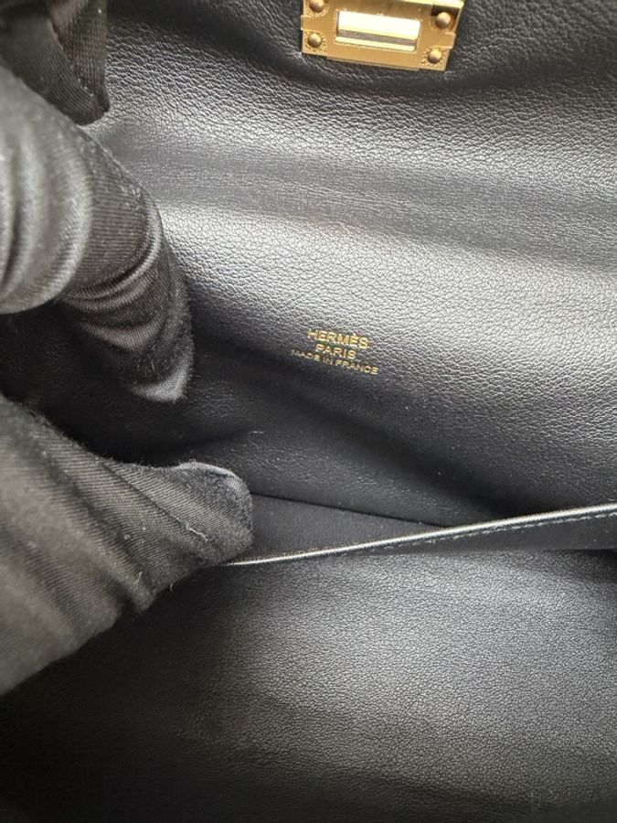 98新 未使用 Hermes Mini Kelly 一代 黑金 Swift皮 D刻-12