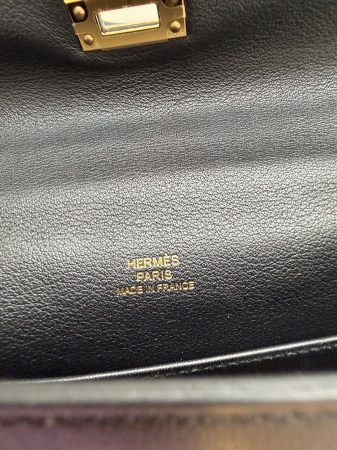 98新 未使用 Hermes Mini Kelly 一代 黑金 Swift皮 D刻-13