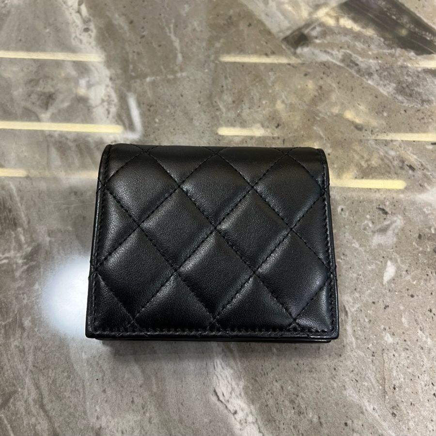 CHANEL 香奈兒 黑金雙折錢包/短錢夾-11