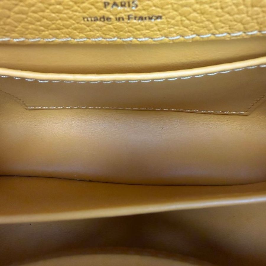 LV Capucines mini蛇皮手柄 芯片款 黃色  20*13.5*7.5 99新配件盒 肩帶 塵袋 購證-5