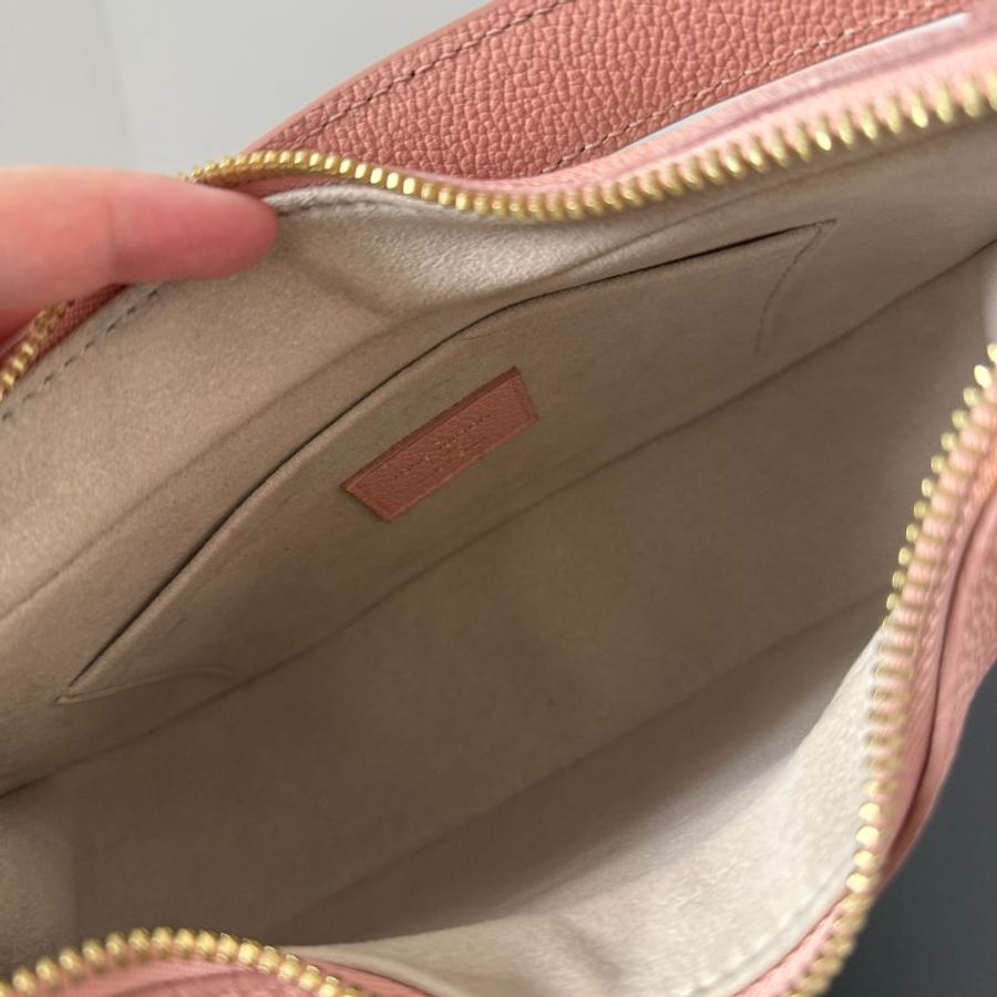 LV 全皮牛角包 芯片款 草莓牛奶 29*9.5*16cm 99新配件肩帶 塵袋-8