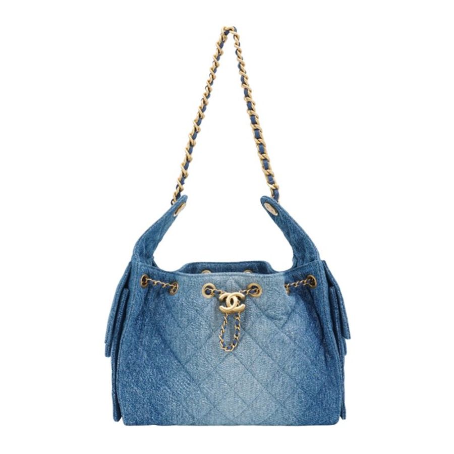 Chanel 25 Bag 牛仔布金釦鏈帶肩背包(AS5293-牛仔藍)-0