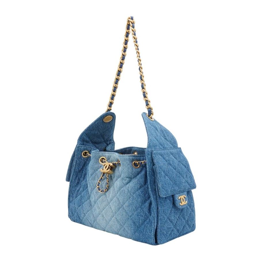 Chanel 25 Bag 牛仔布金釦鏈帶肩背包(AS5293-牛仔藍)-1