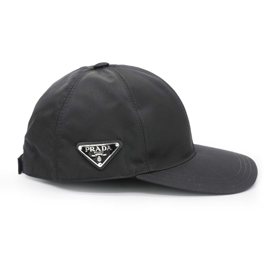 Prada 展示品 銀三角logo再生尼龍女仕棒球帽#M(2HC274-黑)-1