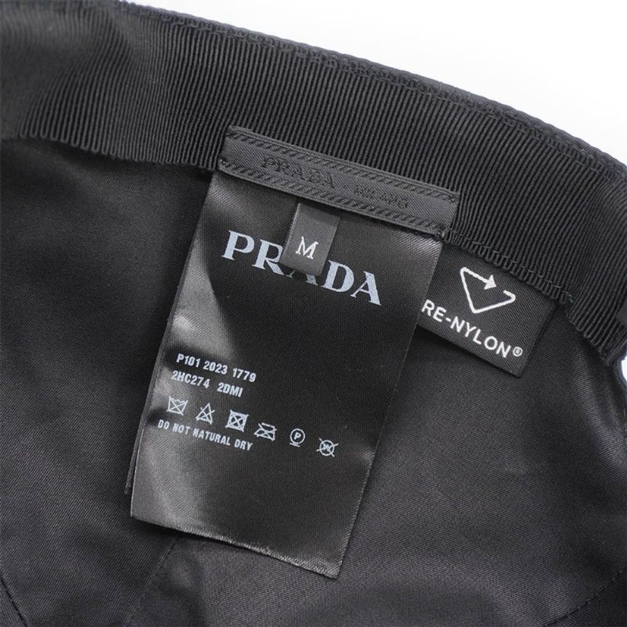 Prada 展示品 銀三角logo再生尼龍女仕棒球帽#M(2HC274-黑)-4
