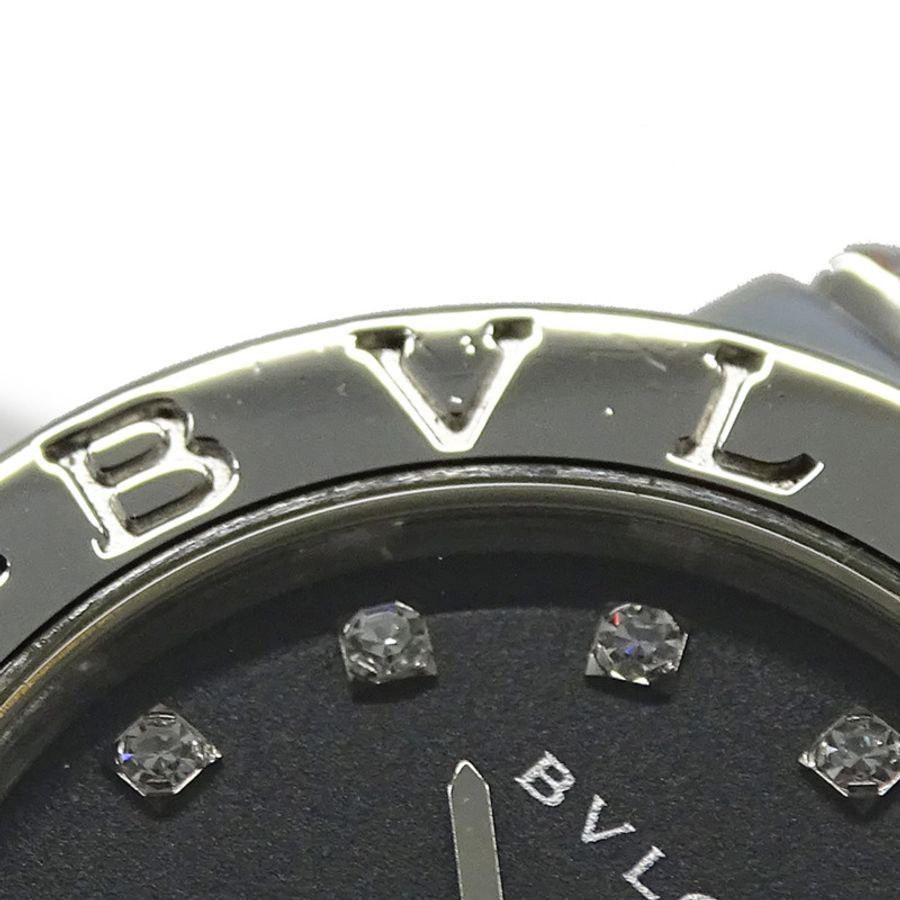 寶格麗 (Bulgari) 女士腕錶，品牌：寶格麗，12 鑽石英機芯，不銹鋼 (SS) 錶殼，銀色和黑色圓形錶殼，型號：BB23SS-6