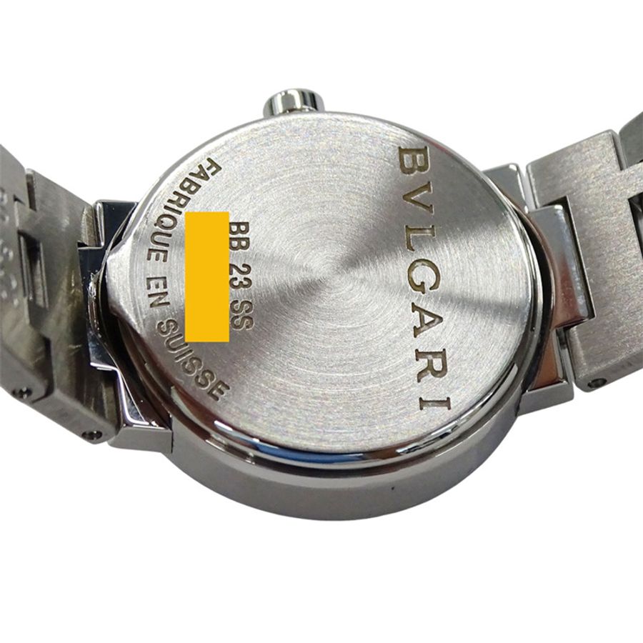 寶格麗 (Bulgari) 女士腕錶，品牌：寶格麗，12 鑽石英機芯，不銹鋼 (SS) 錶殼，銀色和黑色圓形錶殼，型號：BB23SS-7