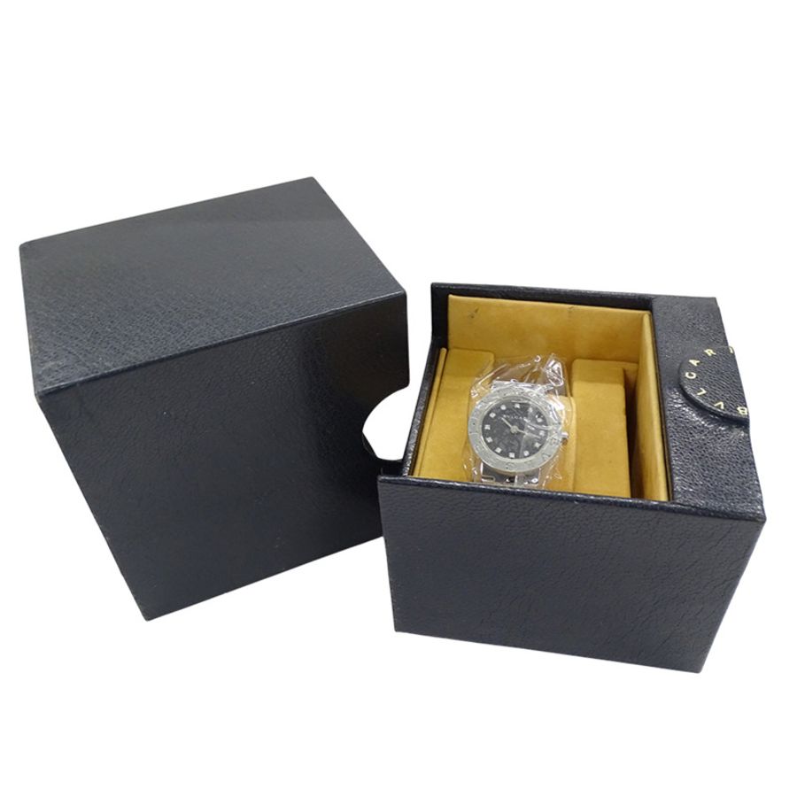寶格麗 (Bulgari) 女士腕錶，品牌：寶格麗，12 鑽石英機芯，不銹鋼 (SS) 錶殼，銀色和黑色圓形錶殼，型號：BB23SS-9