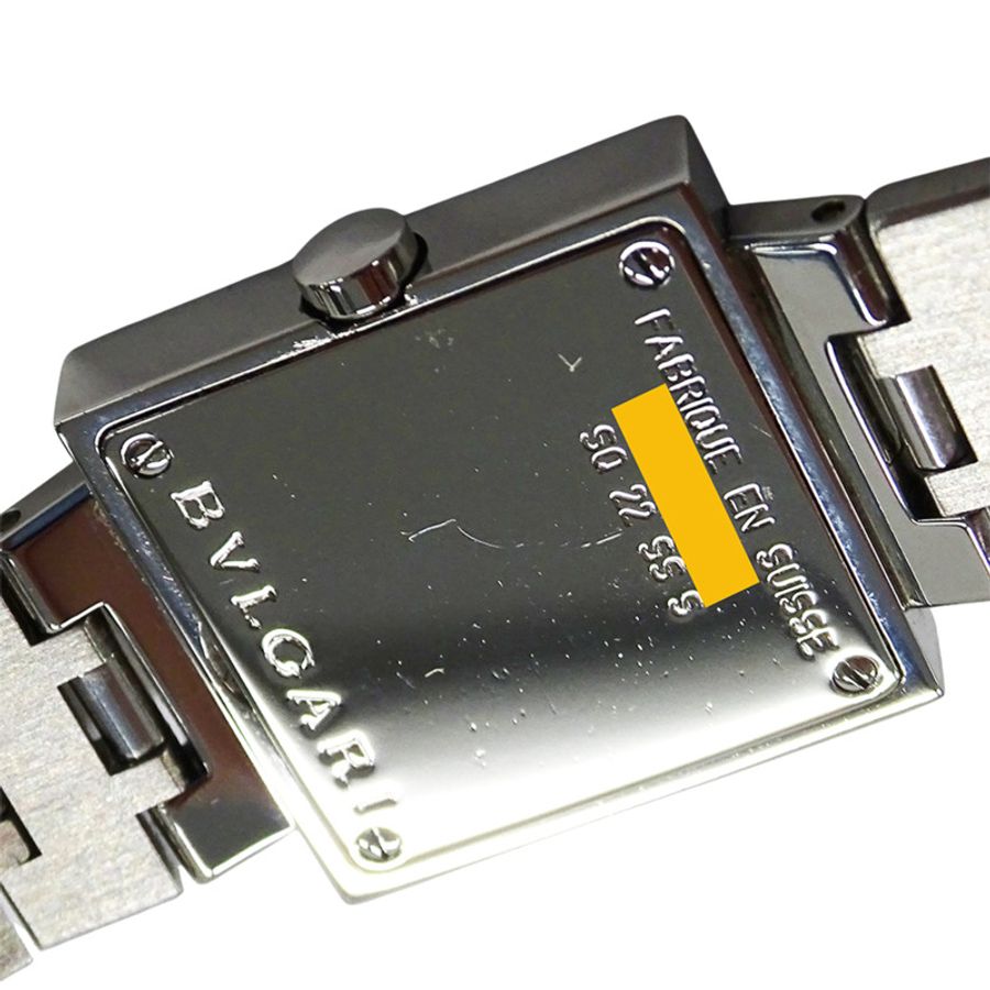 寶格麗 (Bulgari) 女士腕錶，Quadrado 石英機芯，不銹鋼 (SS)，型號 SQ22SS，銀色和黑色-6