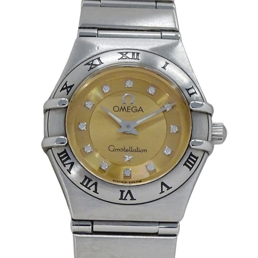 歐米茄 (Omega) OMEGA 1564.65 星座系列辛蒂克勞馥女錶，品牌名稱，12顆鑽石，石英機芯，不鏽鋼 (SS) 錶殼，銀色，橘色-1