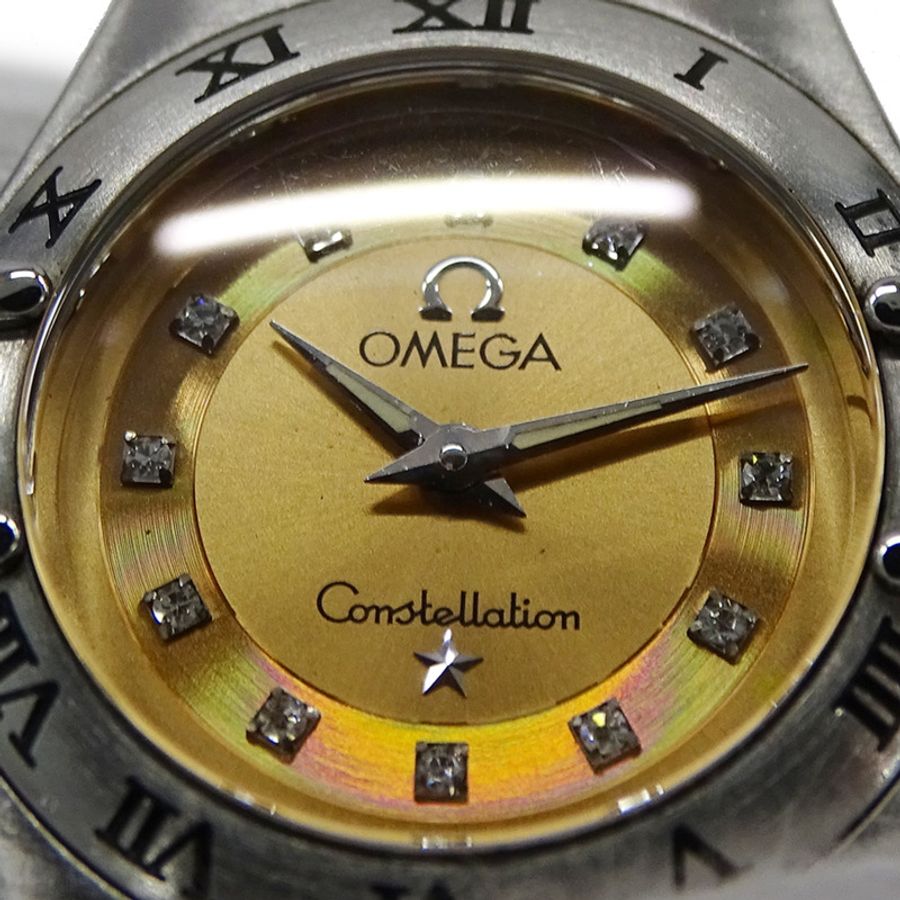 歐米茄 (Omega) OMEGA 1564.65 星座系列辛蒂克勞馥女錶，品牌名稱，12顆鑽石，石英機芯，不鏽鋼 (SS) 錶殼，銀色，橘色-6