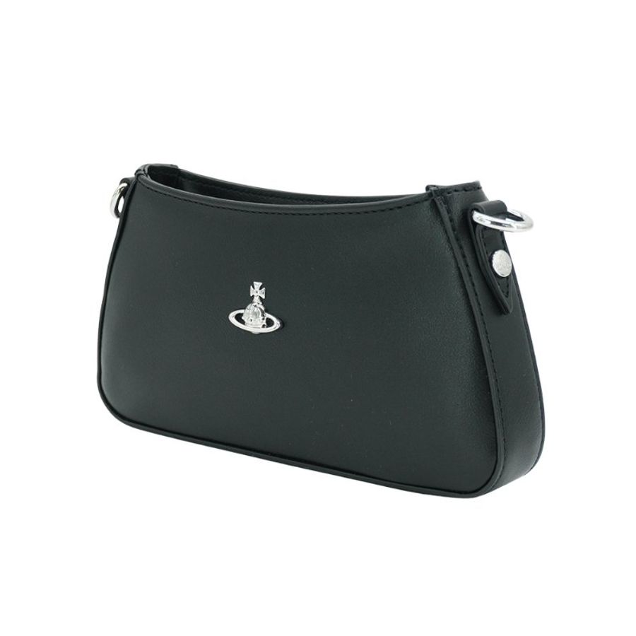 Vivienne Westwood Tasha 銀色星球平滑面肩背包(黑)-1