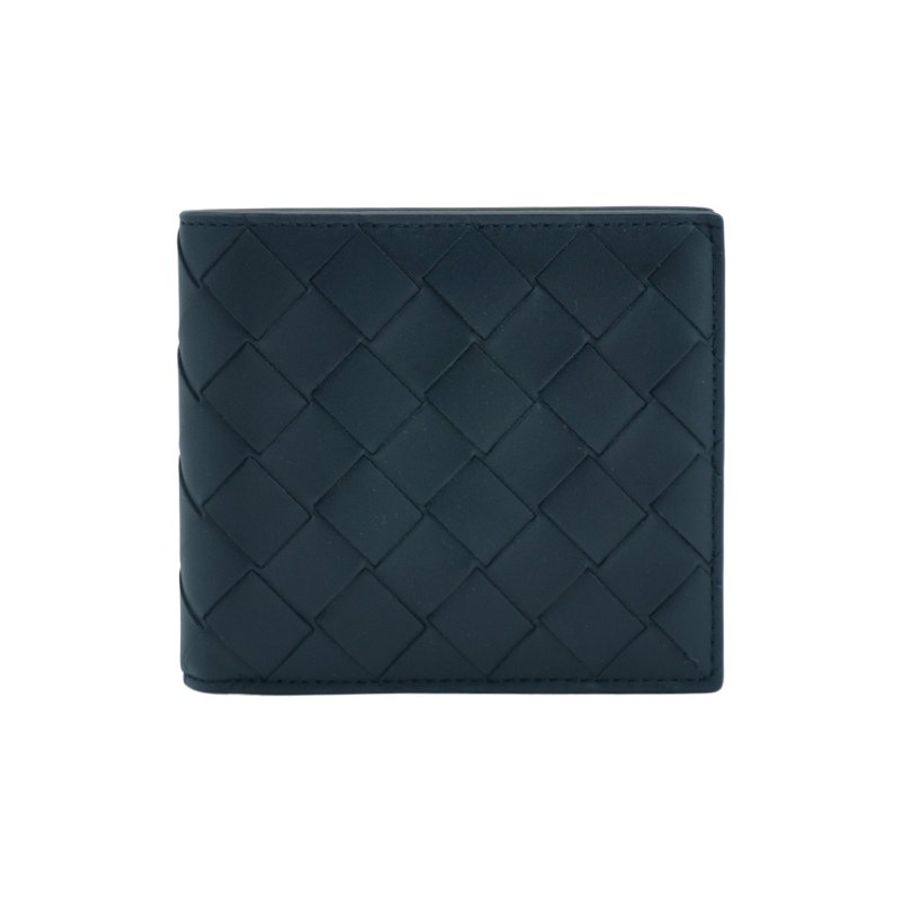 Bottega Veneta Bi-Fold 牛皮拚色八卡對開短夾(743211-午夜藍/灰)-0