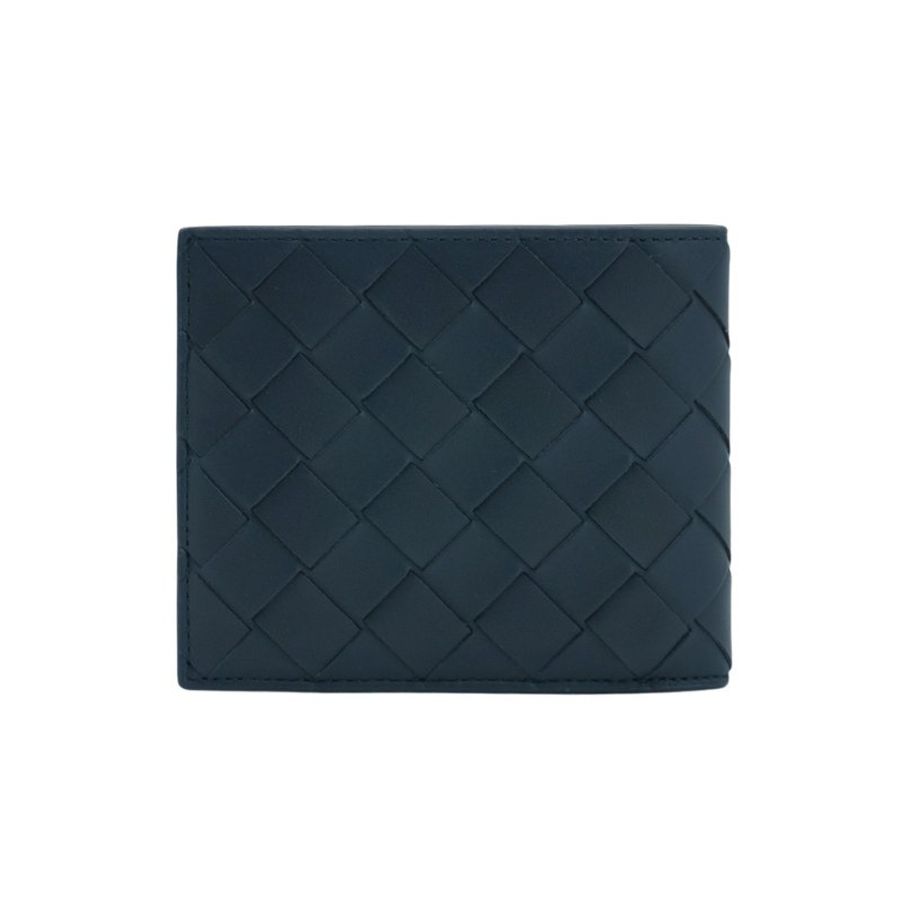 Bottega Veneta Bi-Fold 牛皮拚色八卡對開短夾(743211-午夜藍/灰)-2
