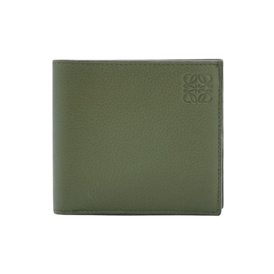Loewe 粒面小牛皮八卡對開短夾(卡其綠)-0