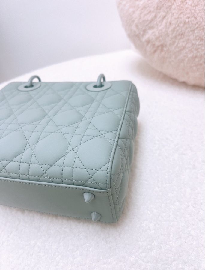 全新 Dior lady dior 五格小號霧面灰色-7