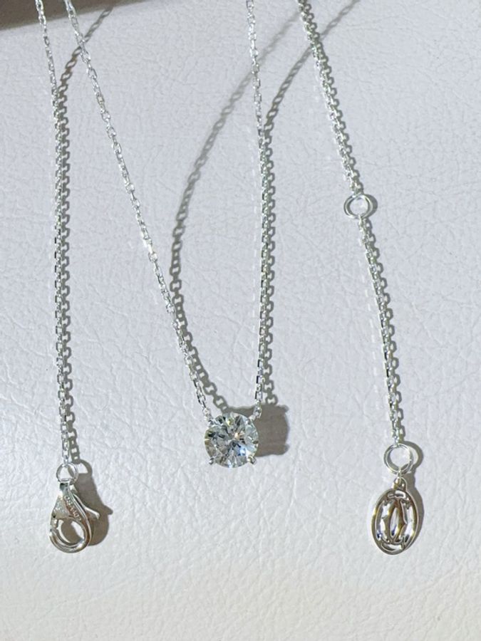 Cartier卡地亞 1895系列 白金單鑽項鍊，鑽石0.72ct-4