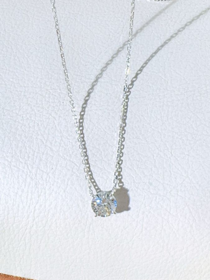 Cartier卡地亞 1895系列 白金單鑽項鍊，鑽石0.72ct-6